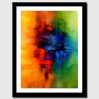 canvas print of yellow red blue and green abstract art