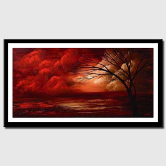 canvas print of landscape painting of red clouds