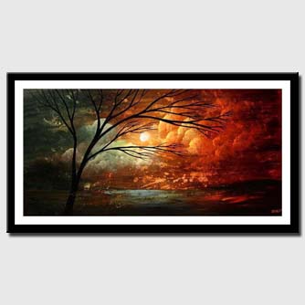 canvas print of abstract landscape naked tree and cloudy sky