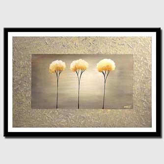 canvas print of abstract painting three trees in frame