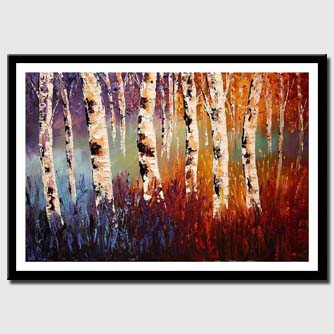 canvas print of colorful forest of birch trees