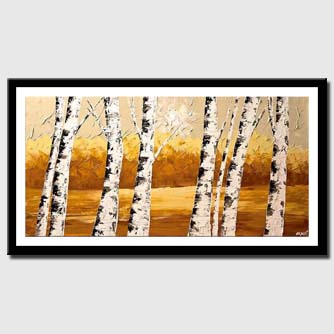 canvas print of textured painting birch trees