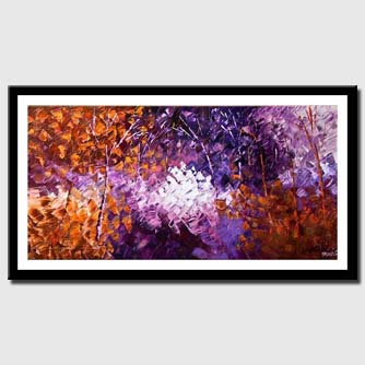 canvas print of blooming forest in purple and brown colors