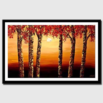 canvas print of cherry trees at sunrise