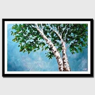 canvas print of blooming birch trees blooming green