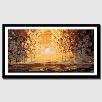 canvas print of abstract forest in brown tones during sunrise