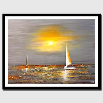 canvas print of abstract painting of sail boats sailing in the ocean