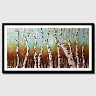 canvas print of birch trees in bright day