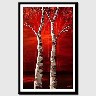 canvas print of textured painting birch trees