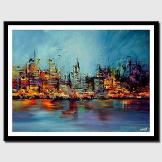 canvas print of colorful cityscape painting