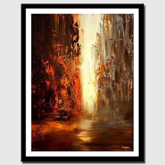 canvas print of abstract vertical painting of taxi in the big city