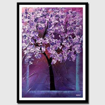 canvas print of blooming cherry tree in lavender colors