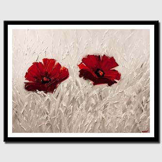 canvas print of red flowers painting on white background