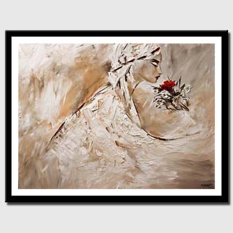 canvas print of painting of woman smelling rose