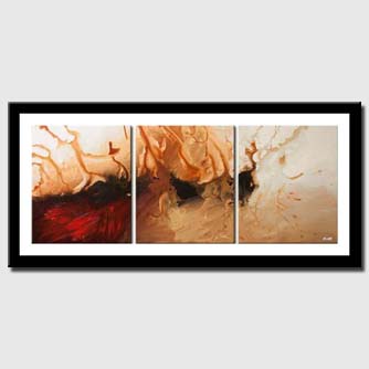 canvas print of red abstract triptych for wall decor