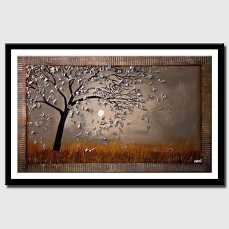 canvas print of abstract tree on gray background