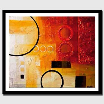 canvas print of abstract circles on red and white background