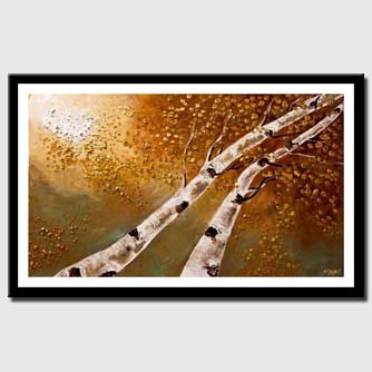 canvas print of two birch trees reaching each other