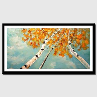 canvas print of textured painting of birch trees