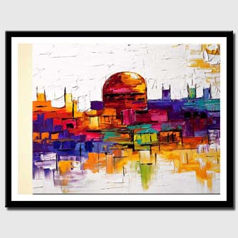 canvas print of colorful painting of jerusalem golden dome