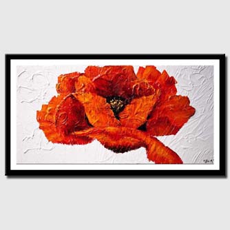 canvas print of large red poppy flower on white background