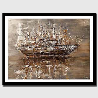 canvas print of brown pirate ship silently sailing