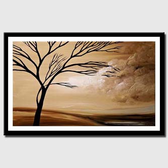 canvas print of earth tones landscape of tree over clouds