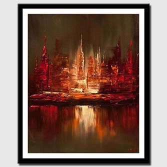 canvas print of cityscape reflected in water