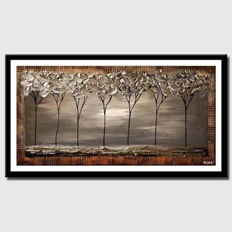 canvas print of seven gray trees in a row