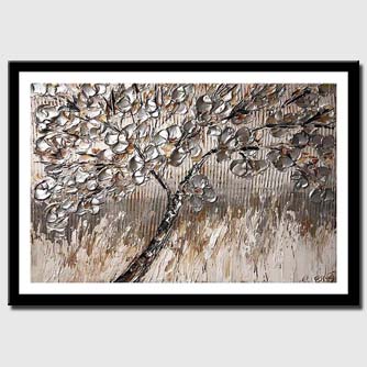 canvas print of tree with silver leaves