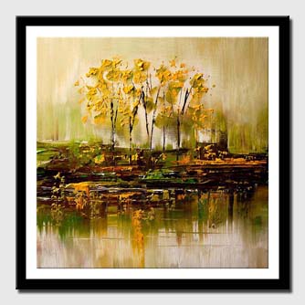 canvas print of bunch of trees reflected in swamp