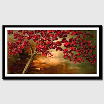 canvas print of red flowering tree