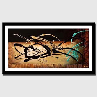 canvas print of black and turquoise modern splash painting