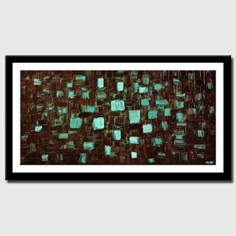 canvas print of abstract turqouise brown painting