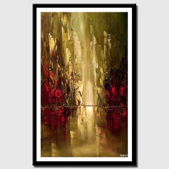 canvas print of  Abstract City Painting In Olive and Red