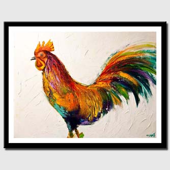 canvas print of  Colorful Abstract Rooster Palette Knife