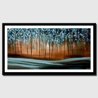 canvas print of  Blue Forest Painting Modern Palette Knife