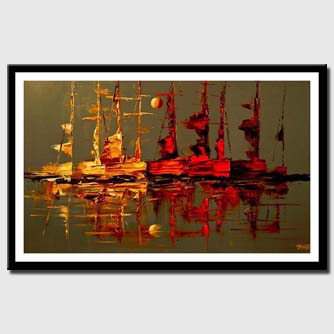 canvas print of modern palette knife sail boats