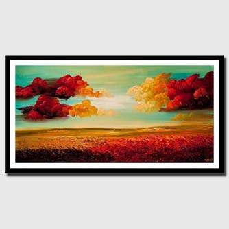 canvas print of turquoise landscape painting heavy texture