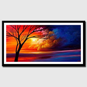 canvas print of colorful heaven tree landscape painting