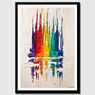 canvas print of colorful sail boats modern palette knife