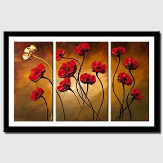 canvas print of red poppies modern palette knife