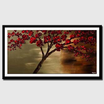 canvas print of abstract contemporary red blooming tree