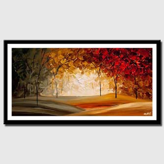 canvas print of modern abstract landscape blooming trees textured painting