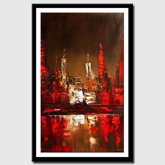 canvas print of abstract city painting skyline palette knife