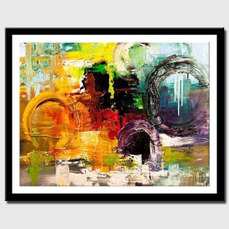 canvas print of huge colorful abstract painting textured