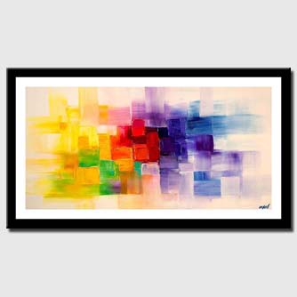 canvas print of colorful modern abstract palette knife textured
