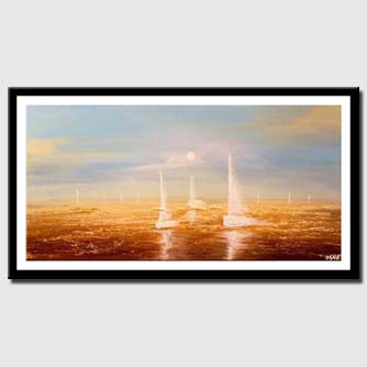 canvas print of contemporary abstract sail boats painting