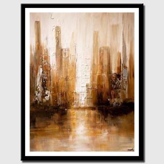 canvas print of white brown abstract modern city painting palette knife