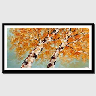 canvas print of contemporary abstract blooming birch tree painting palette knife